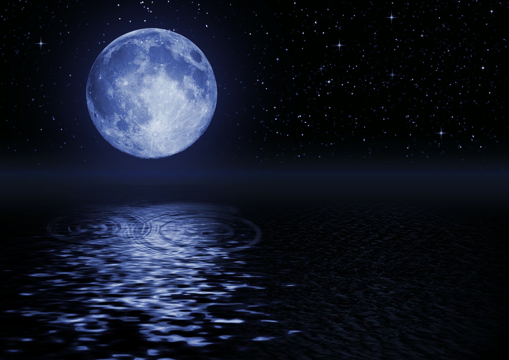 Full moon image with water